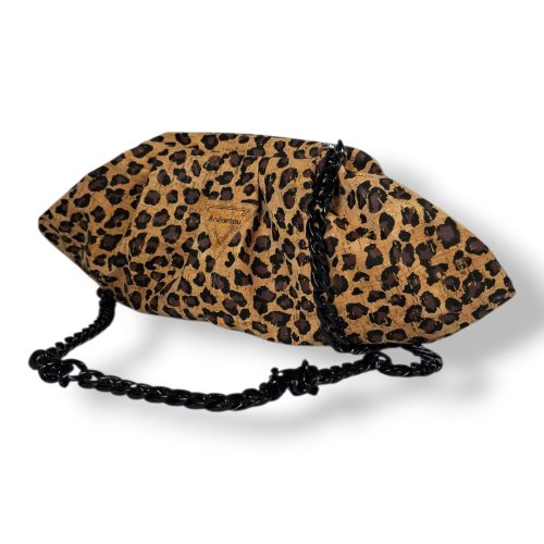 Τσάντα από φελλό leopard με κλείσιμο μεταλλικό πλαίσιο Anifantou