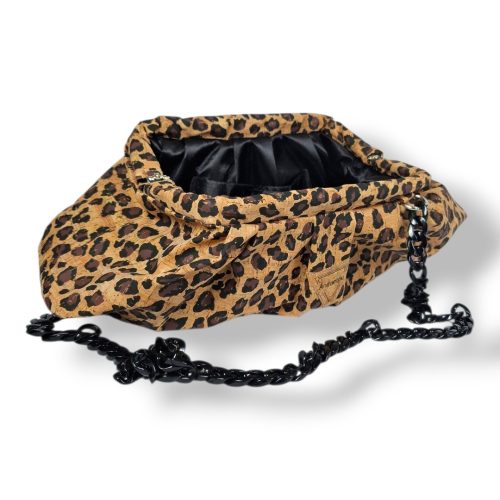 Τσάντα από φελλό leopard με κλείσιμο μεταλλικό πλαίσιο Anifantou