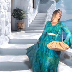 Χειροποίητη bucket bag από φελλό με ασημί glitter και χρυσή αλυσίδα