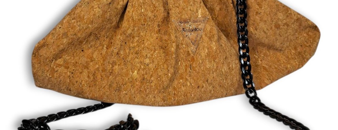 Τσάντα από φυσικό φελλό με κλείσιμο μεταλλικό πλαίσιο Anifantou