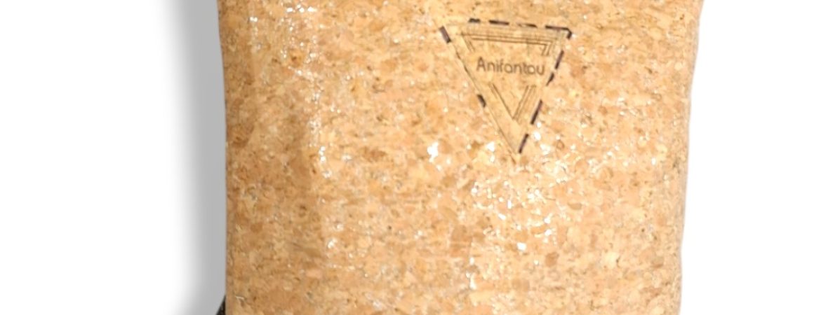 Χειροποίητο σακίδιο πλάτης από φελλό με ασημί glitter, με φερμουάρ διπλών οδηγών και εσωτερικές τσέπες