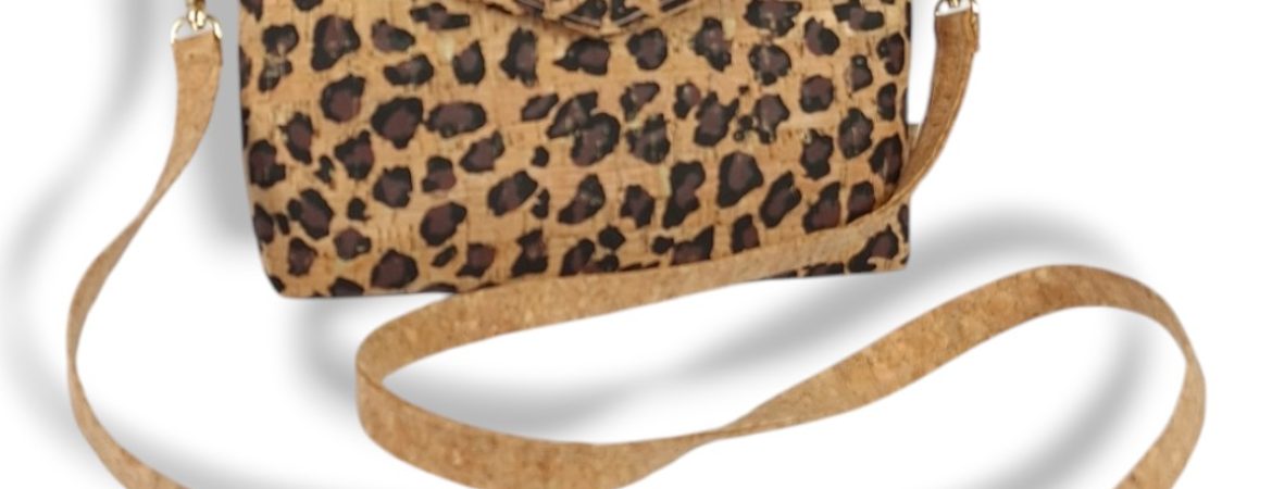 Χειροποίητη χιαστί τσάντα από φελλό leopard Anifantou